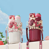 Disney Lotso Strawberry Bear Double Drinking Children's Travel Cup Bottle