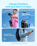 Anker Power Bank 25000mAh 165W Ultra-Fast Portable Charger with Built-In and Retractable USB C Cables Power Bank Anker