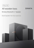 BINNIFA Wireless Soundbar 3D Desktop Speakers Set Subwoofer Deep Bass Bluetooth 5.0 & AUX Wooden Structure Desktop Speakers BINNIFA