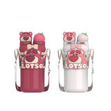 Disney Lotso Strawberry Bear Double Drinking Children's Travel Cup Bottle Water Bottle Disney 