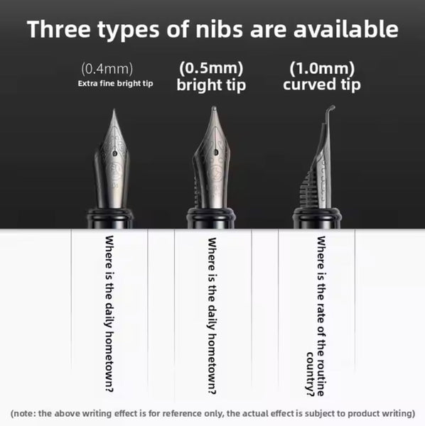 Luoshi Metal Warrior Black Metal MM Nib Calligraphy Fountain Pen Bent Titanium Nib