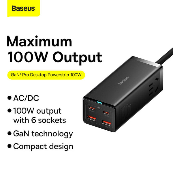 BASEUS Digital Control GaN Power Strip 2*AC+1*USB+2*Type-C Desktop