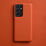 Melkco Samsung Galaxy S21 Ultra Genuine Leather Case Cases Melkco Carrot Orange 