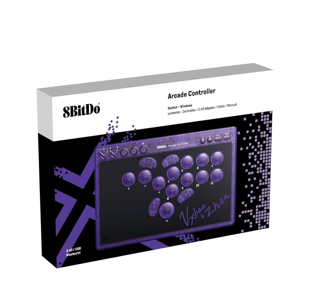 8BitDo Arcade Controller - Transparent Purple Signature Edition For ...