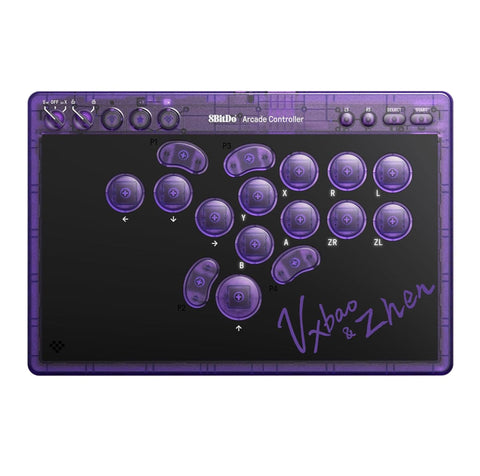 8BitDo Arcade Controller - Transparent Purple Signature Edition For Switch/Switch 2 & Windows Gaming Controller 8Bitdo 