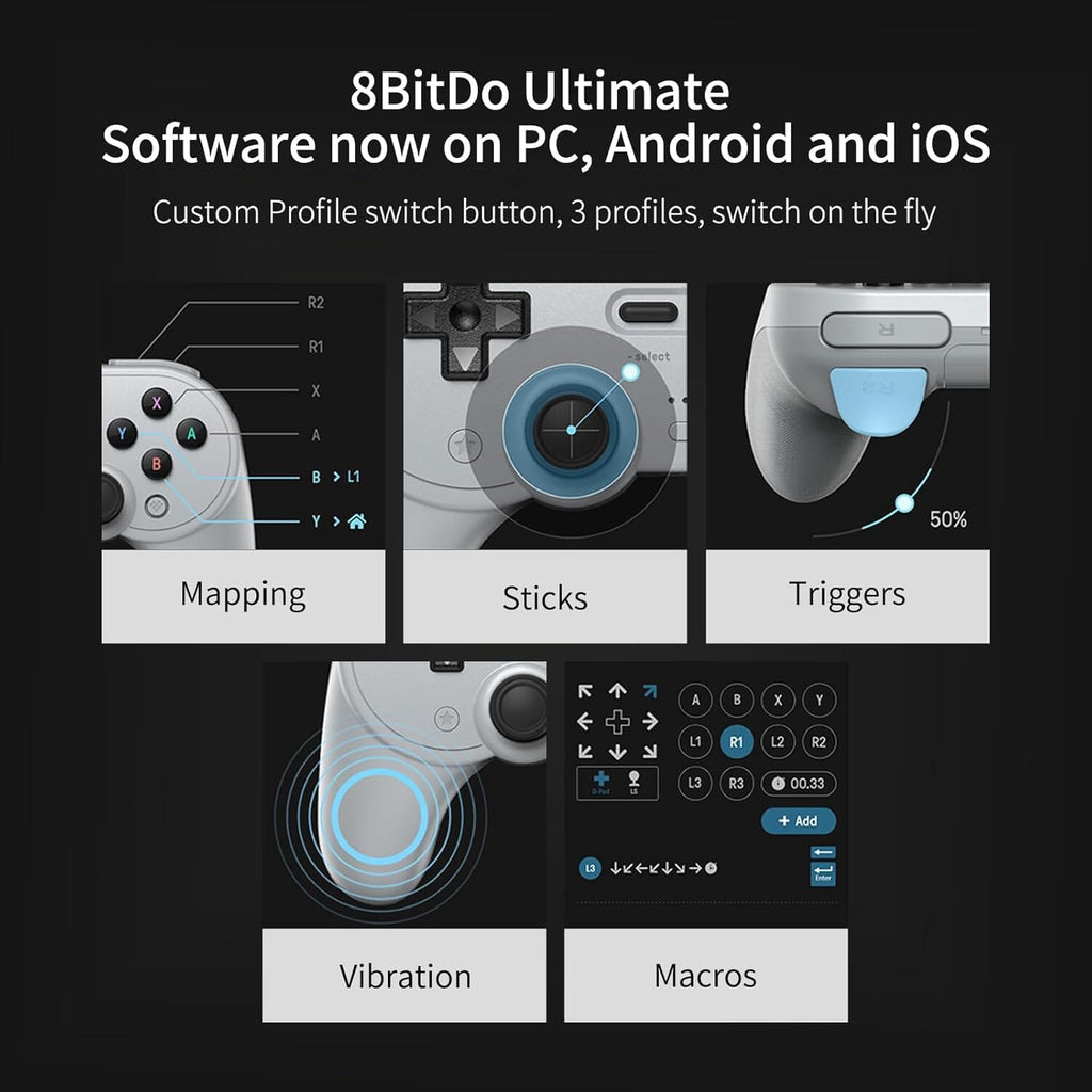 8Bitdo Pro 2 Bluetooth Controller Hall Effect Joystick Update Gaming ...