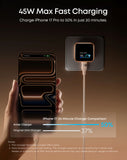 Anker Nano Charger (45W, Smart Display, 180° Foldable) With Data Cable Charger and Data Cable Anker 