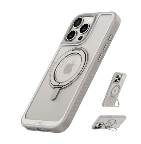 Anker Ultra Magnetic for iPhone 16 Series Case with Sturdy 360° Ring Stand, Military-Grade Shockproof Kickstand with MagSafe iPhone Cases Anker IPhone 16 Gray 
