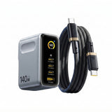 Baseus Picogo 140W USB C Charger, 4-Port Multi-Device Fast Charging Laptop Charger with Smart Display & Touch Control, GaN Power Adapter for MacBook Pro, iPhone 17/16, Pixel, Steam Deck Charger Baseus Grey 