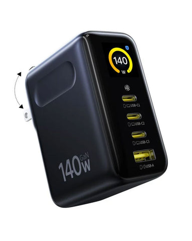 Baseus Picogo 140W USB C Charger, 4-Port Multi-Device Fast Charging Laptop Charger with Smart Display & Touch Control, GaN Power Adapter for MacBook Pro, iPhone 17/16, Pixel, Steam Deck Charger Baseus Black 