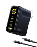 Baseus Picogo 140W USB C Charger, 4-Port Multi-Device Fast Charging Laptop Charger with Smart Display & Touch Control, GaN Power Adapter for MacBook Pro, iPhone 17/16, Pixel, Steam Deck Charger Baseus 