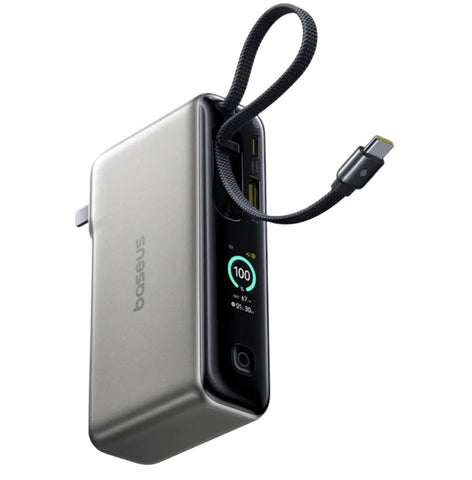 Baseus SuperCharge 3-in-1 Power Bank Charger and Cable, 67W Fast Charging, Compatible with 65W, Includes Cable for Android and Apple Phones, Laptops, and Drones Power Bank Baseus 