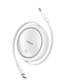 Baseus USB C to USB C Cable, 100W Retractable USB C 5A Fast Charging Cable, 4-Stage Length Preset USB Type C Charger Cord Charging and Data Cable Baseus White 