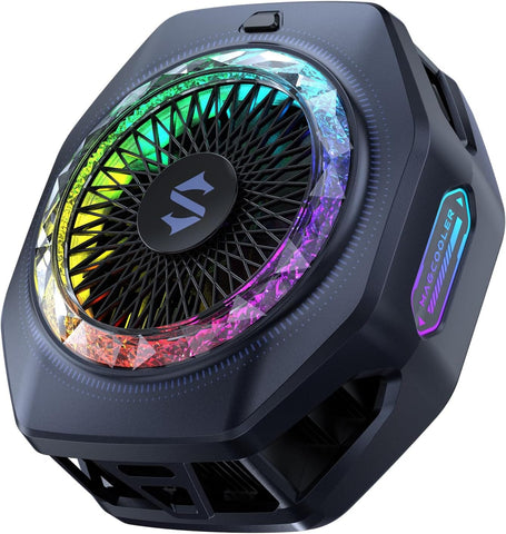 Black Shark Magnetic Phone Cooler 5 Pro 18 Addressable RGB LEDs Detachable Grip APP-Controlled Thermostatic Cooling Fan for iPhone MagSafe/Android/iPad Gaming/Streaming/Photography Product Image