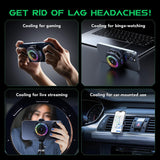 Black Shark Magnetic Phone Cooler 5 Pro 18 Addressable RGB LEDs Detachable Grip APP-Controlled Thermostatic Cooling Fan for iPhone MagSafe/Android/iPad Gaming/Streaming/Photography Mobile Cooling Fan Black Shark 