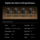 Brightin Star MF 50mm F1.05 Full-Frame Lens for Canon RF Mount Mirrorless Cameras Camera lens Brightin 