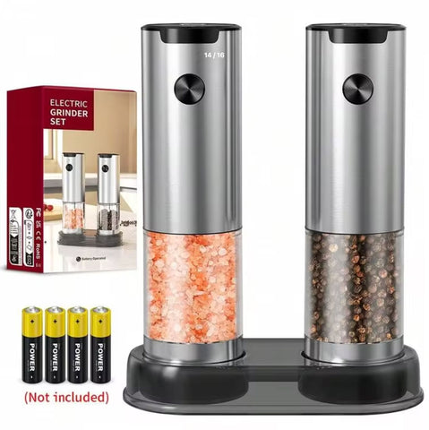 CLITON Stainless Steel Electric Salt and Pepper Grinder Pepper Grinder CLITON Silver 
