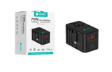 Coteci 70W GaN Universal Travel Charger (With Type-C Retractable Cable), | PD | PPS | QC3.0 Travel Charger COTECi 