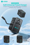 Coteci 70W GaN Universal Travel Charger (With Type-C Retractable Cable), | PD | PPS | QC3.0 Travel Charger COTECi 