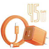COTECi PD 45W GaN Fast Charging Adapter Charger Kit 1 m USB C to C Data Cable For Iphone 17 Series Orange Charger and Data Cable COTECi 