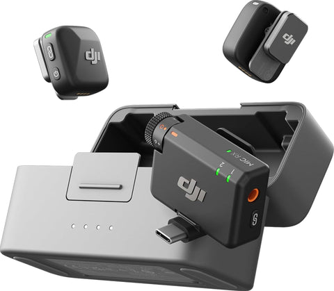 DJI Mic Mini (2 TX + 1 RX + Charging Case) Wireless Microphone/iPhone/Android, Vlog, Streaming Wireless Microphone DJI 