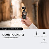 DJI Osmo Pocket 4, CMOS & 4K/240fps, 14-Stop Dynamic Range, 10-bit D-Log, 2×Lossless Zoom, 107GB Built-In Storage & 800MB/s Transfer Gimbal Camera DJI 