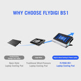 Flydigi BS1 Laptop Cooling Pad Wind-Pressure Closed-Loop Turbo-Fan (MAX 3000RPM) Dual Noise Reduction Intelligent Temperature Control 3-Angle Adjustable RGB Laptop Cooling Stand Wide Compatibility Laptop Cooling Pad Flydigi 