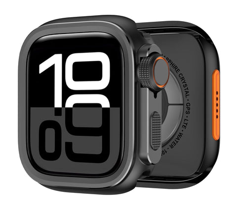 Furper 2 in 1 Metal Rugged Case Compatible with Apple Watch Series 10,9 & Ultra 2, Shockproof Protect Bumper Case with Back Cover Apple Watch Case Furper 45mm Black 