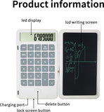 Furper 2-in-1 Portable Foldable 10-Digit LCD Display Calculator with 6-Inch Erasable Writing Tablet Calculator Furper 