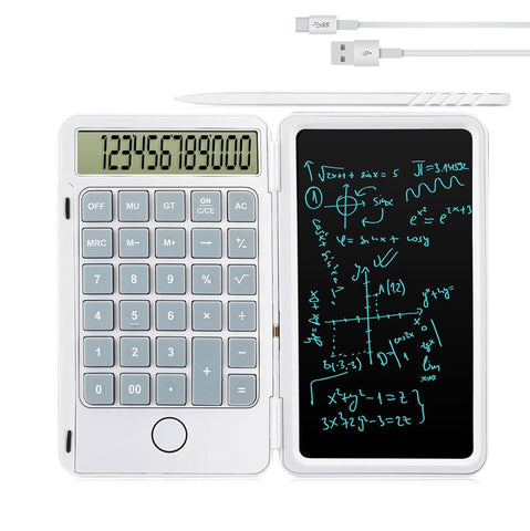 Furper 2-in-1 Portable Foldable 10-Digit LCD Display Calculator with 6-Inch Erasable Writing Tablet Calculator Furper 