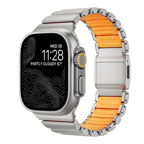 Furper Apple Watch Ultra Chain Straps 49mm, Twisted Rubber Titanium Band Apple Watch Band Furper Silver 
