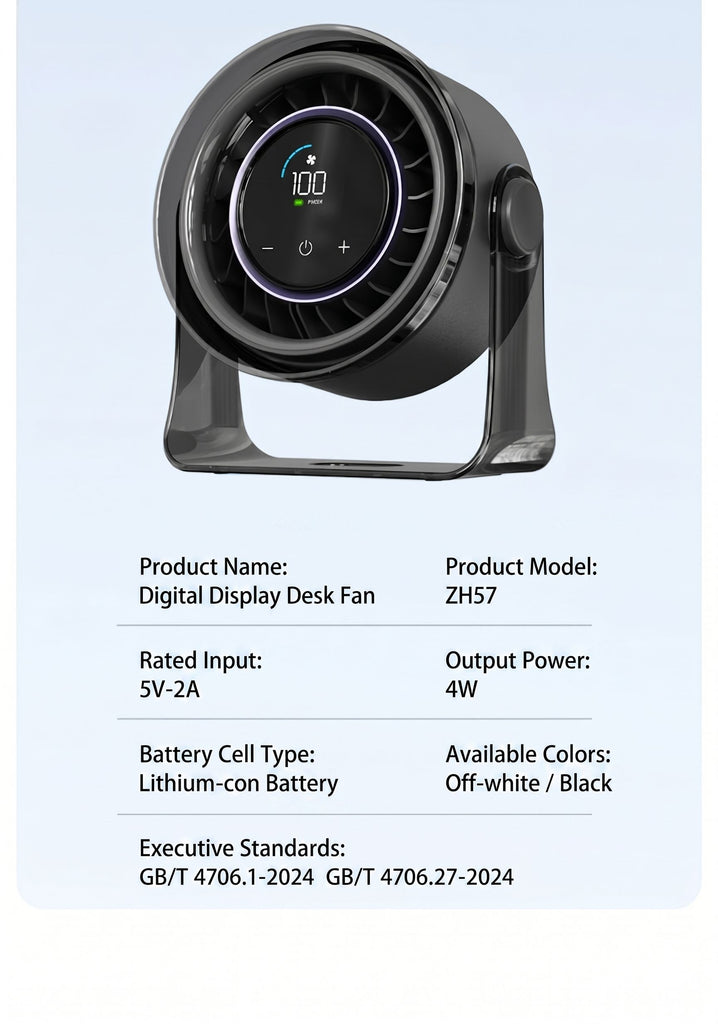 Furper Digital Display Desktop & Wall-Mounted Fan Cooling Fan Furper