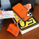 Furper Leather Card Holder iPhone 17 Phone Case Cases Furper Iphone 17 Orange 