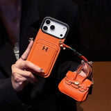 Furper Leather Card Holder iPhone 17 Phone Case Cases Furper Iphone 17 Pro Orange 