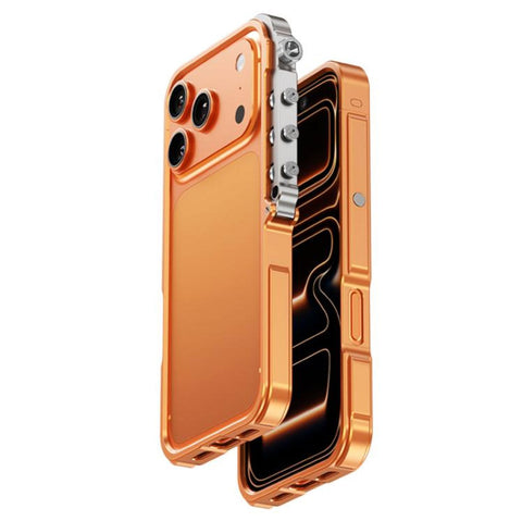 Furper Mechanical Armor Creative Metal Frame Aluminum Alloy Phone Case for iPhone 17 Pro & Max iPhone Cases Furper Orange 
