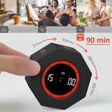 Furper Multi-Hexagon Cube Timer 90-Minute Gravity Sensor Digital Timer with LED Screen 7 Set Time Management Tools Flip Induction Timer Furper 