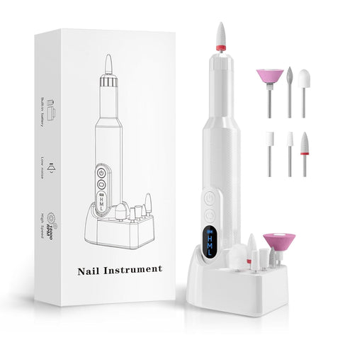 Furper Professional Nail Drill Machine Portable Cordless Nail File with 6 Nail Drill Bits Rechargeable & Powerful Motor Nail Art Kit Furper.com White 