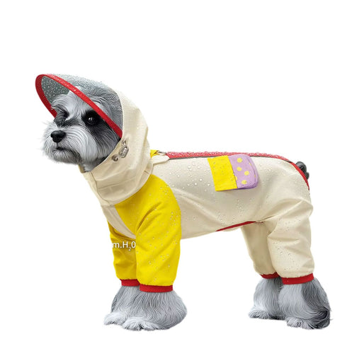 Furper Small Dog Special Four-Leg Waterproof Breathable Lightweight Hiking Travel Raincoat Jacket Anti-Stain for Small Breeds Schnauzer Dog Raincoat Furper Xs (recommended 1.2-1.8kg ) Lemon Yellow 