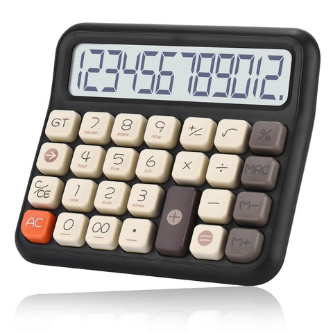 Furper Standard Function Desktop Calculator 12 Digit Large LCD Display Big Buttons Easy to Press Automatic Sleep For Office School Home Calculator Furper Black 