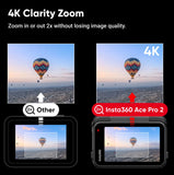 Insta360 Ace Pro 2-8K Waterproof Action Camera Co-Engineered with Leica, Flagship 1/1.3" Sensor, 8K30fps, 4K60fps, 2.5" Flip Screen, AI Noise Reduction, Long Lasting Battery Action Camera Insta360 