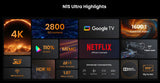 JMGO N1S Ultra, High Brightness & 300'' Screen, 4K Vivid Display, Pure Triple Laser, Dolby Audio Projector JMGO 
