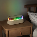 KUANGXIANG Neon Lights Desktop Speaker BT Home Radio Beige Blue-tooth Speaker with Phone Charger Temperature Display Furper.com 