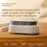 KUANGXIANG Neon Lights Desktop Speaker BT Home Radio Beige Blue-tooth Speaker with Phone Charger Temperature Display Furper.com 