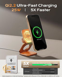 KUXIU Qi2.2 25W Magnetic Wireless Charger, 3-in-1 Foldable Travel Charging Station for iPhone 17/16/15/14/13/12, 5W for Apple Watch and AirPods, Aluminum Alloy Design, Adapter Wireless Charger KUXIU 