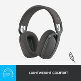 Logitech Zone Vibe 100 Lightweight Wireless Over-Ear Headset with Noise-Cancelling Microphone, Advanced Multipoint Bluetooth Headphones, Works with Teams, Google Meet, Zoom, Mac/PC – GRAPHITE Visit the Logitech Store Headset Logitech 