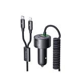 Mcdodo 120W Fast Car Charger with Led 4-in-1 PD PPS Travel Charger in Car Retractable Cables for iPhone Android Travel Charger Mcdodo 