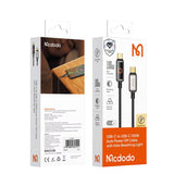 Mcdodo CA-668 100W USB-C Auto Power Off Cable Safe Charging Light Display Active Fast Charging Zinc Alloy Type C Cable 1.2m USB- C Cable Mcdodo 