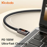 Mcdodo CA-668 100W USB-C Auto Power Off Cable Safe Charging Light Display Active Fast Charging Zinc Alloy Type C Cable 1.2m USB- C Cable Mcdodo 