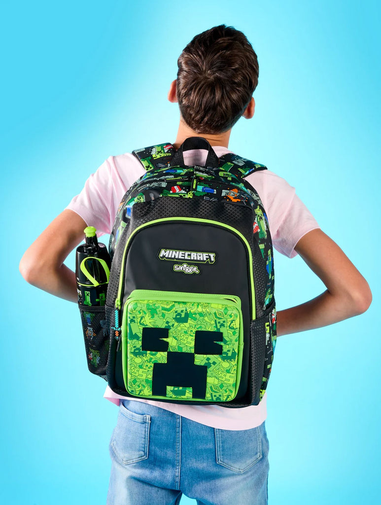 Minecraft x Smiggle Classic Backpack for Kids – Embossed Creeper Design ...
