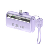 Mini 22W Portable Ultra-Thin 10000mAh Compact Capsule Power Bank With Type C & Lighting Port & Mobile Phone Holder Bracket With Clever Cable Custom Power Bank Furper Lighting Port Purple 